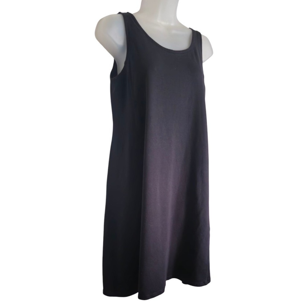 Eileen Fisher Stretch Jersey Knit Black Tank DressSlim Fit, Full Length Size‎ S